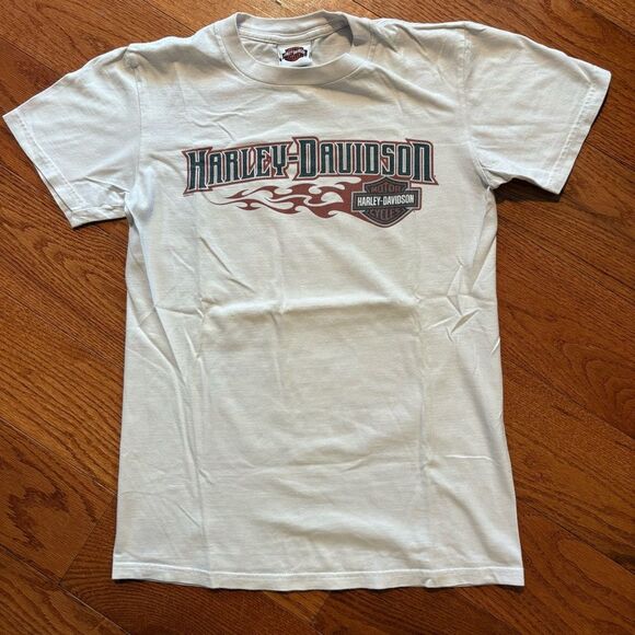 Harley-Davidson T Shirt Kauai Vintage White 2007 2009 Graphic Tee Flame Small - Picture 2 of 7